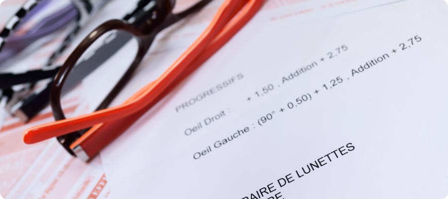 lunettes sur une ordonnance