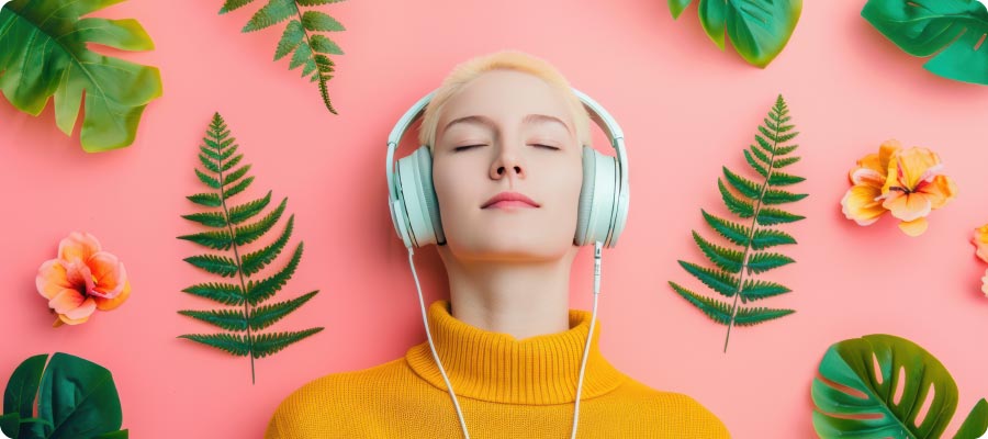femme écoute musique dans son casque